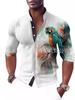 Moda masculina nueva 2024 transfronteriza Europa y Estados Unidos camisa de manga larga con estampado digital 3D camisa casual para hombre con cuello