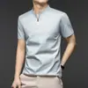 Nueva Camiseta de Verano para Hombre con Media Cremallera Cuello Alto Pulóver Secado Rápido Ropa Deportiva Transpirable Camiseta de Manga Corta Ropa para Ciclismo Fitness