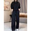 Conjunto de Moletom com Gola Alta Elegante Feminino Moda Casual Primavera e Outono 2025 Roupa Esportiva Emagrecedora e Valorizadora