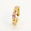 Anillo Abierto de Cobre Chapado en Oro con Forma de Corazón de Amor de Gemas Multicolor Personalizado de Moda 2025 Anillo de Moda