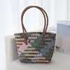 Cesta de Alimentos Vintage para Celebrante da Internet Bolsa Tecida de Rattan Sintético Bolsa de Mão de Grande Capacidade Bolsa de Presente Bolsa para Mulheres