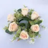 Guirnalda Portavelas de Rosa Simulada Más Vendida de Amazon Decoración Festiva Europea Anillo para Velas Taza para Velas Decoración con Flores