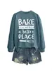 BAKE THE WORLD Loja Independente da Lista de Desejos da Amazon Moletom Feminino Outono Inverno Versátil e Moderno com Gola Redonda e Manga Longa