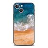 Adecuado para iPhone 15, paisaje de verano junto al mar, playa marina, cielo azul, nubes blancas, funda para teléfono móvil