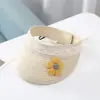Nuevo Sombrero de Paja para Niños Sombrilla de Verano Sombrero de Copa Vacío Sombrero para el Sol Sombrero de Sol para Bebés Niñas Sombrero de Sol Protección Solar para la Playa
