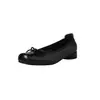 Zapatos Planos de Ballet de Piel de Vaca de Primera Capa para Mujer, Corte Bajo, Zapatos de Vestir Individuales, Novedad de Otoño, Piel Genuina por Dentro y por Fuera, Punta Cuadrada, Lazo, Tacón Medio, Zapatos Individuales para Mujer