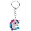 Colgante de Unicornio Lindo Dibujo Animado Caballo Pequeño Llavero de Bolsa Adorno Colgante PVC Goma Blanda Decoración de Llavero Colgante Pequeño