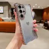 Funda de teléfono móvil a prueba de caídas de cuatro esquinas electrochapada para Samsung S24ULTRA love glitter S23 funda suave A55 agujero fino A54