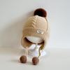 Sombrero para bebé de bola de pelo pequeña estándar inglés, sombrero de lana para otoño e invierno, sombrero de punto para bebé, sombrero de invierno cálido para bebé con protección para las orejas