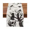 Amazon Más Vendido Estilo Explosivo Halloween Camino de Mesa Fantasma Calabaza Calavera Estampado de Lino Divertida Decoración de Fiesta Camino de Mesa