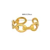 Anillo abierto de acero inoxidable estilo ins transfronterizo Europa y Estados Unidos para mujer, anillo geométrico irregular exagerado retro de oro de 18 quilates