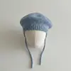 Gorro Coreano para Bebé Qiunan Invierno Nuevo Color Sólido Boina Infantil Tejido de Lana Gorro de Pintor para Niños