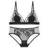 Sutiã Rendado Bordado Sexy Transparente Push-up Peito Grande Peito Pequeno Sem Aro Roupa Íntima Feminina Conjunto