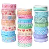 Fita Washi para Comércio Exterior Arco-Íris Básico Tiras Finas 30 Rolos Coreano Girly DIY Adesivos para Decoração de Diário