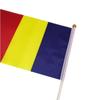 Não. 8 Bandeira romena 14 * 21 cm poliéster bandeira fábrica Roménia mão bandeira spot atacado com Rod