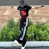 Pantalones largos de pierna ancha con bloques de color, estilo retro americano de doble cintura, para hombres y mujeres, moda urbana elegante, versátiles, holgados, casuales y deportivos
