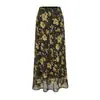 Falda Larga de Verano Nueva Moda Estilo Resort Francés Floral Ajustada al Cuerpo Falda Cola de Pescado Cintura Alta Delgado para Mujer