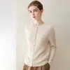 Cárdigan de Cachemira Puro para Otoño/Invierno, Nuevo, Cuello Redondo, Tejido de Cable, Suéter Exterior para Mujer, Blanco, Talla Única