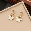 Nuevos aretes de joyería transfronteriza de acero inoxidable con diamantes completos, aretes de estrella y luna, temperamento, aretes de amor E464
