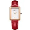 Reloj cuadrado con cinturón de cuero para mujer, reloj fino e impermeable para mujer, reloj de cuarzo de moda sencillo con tres pines y pequeño cuadrado.