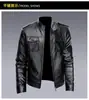 Chaqueta de Cuero para Hombre Transfronteriza Otoño e Invierno Nueva de Negocios Moderna Estilo Coreano Cuello Alto Chaqueta de Cuero para Motocicleta Chaqueta Guapa para Jóvenes Venta al por Mayor