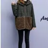 Abrigo de lana con costuras de lana de cordero y relleno de algodón 2023 Invierno Nuevo abrigo de lana con capucha engrosado Abrigo acolchado a cuadros para mujer