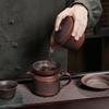 Tazón Giratorio de Té Hecho a Mano de Arcilla Púrpura con Tapa de Tres Partes, Adecuado para Uso Doméstico, Juego de Té de Gama Alta