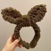 Faixa de cabeça fofa com orelhas de panda para lavar o rosto, faixa de cabeça de pelúcia de desenho animado com coroa alta para mulheres, faixa para maquiagem e lavar o cabelo, acessório de cabelo