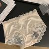 Máquina de coração pequena puro quer renda vazada sexy costura cetim seda de amoreira virilha cintura média plus size lindo quadril triângulo roupa íntima para mulheres
