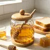 Tarro de Miel Transparente Creativo Gran Capacidad Almacenamiento Diario de Miel para el Hogar Tarro de Miel de Vidrio Borosilicato con Varilla para Remover