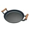 Ferro fundido fundo plano cabo de madeira Household Pancake Pan Thicked Pancake Griddle Pancake Fruit Tool Hand-held Pancake Pan Soup Pot