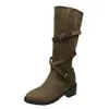 Botas Largas de Mujer Estilo Retro Maillard con Punta y Tacón Oculto, Nuevas Otoño 2026, Adelgazantes, Botas de Caballero de Cuero