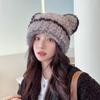 Gorro Invierno Gorro de Punto Gorro Montón Cabeza Grande Suave Cera Lindo Oreja de Oso Gorro de Felpa Otoño e Invierno Gorro Cálido