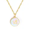 Collar INS transfronterizo para mujer, personalidad de nicho europeo y americano, concha blanca redonda, doce constelaciones, joyería de acero inoxidable, cadena para la clavícula