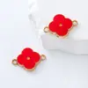 Colgante de Trébol de Cuatro Hojas con Goteo de Aceite y Pedrería Hecho a Mano DIY Accesorio para Collar Pulsera Joyería para Mujeres con un Toque de Lujo Colgante Doble