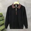 Estilo Academia Británica Ropa de Hombre Bloque de Color Cuello Ropa de Hombre Suéter de Punto Moda Gama Alta Corte Ajustado Camisa Polo Manga Larga Hombre