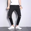 Calças jeans brancas para homens 2023 slim fit rasgadas jeans masculinos para adolescentes calças skinny elásticas peça única atacado