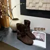 Botines retro para mujer con aumento interno de altura, nuevos botines estilo western de otoño e invierno sin cordones, botines de punta redonda, botines de plataforma estilo Birkenstock