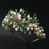 Accesorios para el Cabello de Novia Dorados con Hojas y Perlas Marquise de Nuevo Estilo Transfronterizos Venta al por Mayor Horquillas de Colores Estilo Bosque Diadema de Cristal