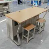 Escritorio Doble para Sala de Computadoras, Mesa de Acero para Sala de Computadoras, Mesa y Sillas de Estudio para Múltiples Personas, Mesa de Escritorio, Escritorio de Oficina Simple, Escritorio