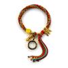 Cuerda de Mano Tibetana Thangka Cuerda de Algodón Enrollada a Mano Pulsera Trenzada Ojo del Dios de la Riqueza de Cinco Vías Zakiram Tara Verde Perla Thangka