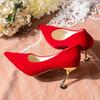 Sapatos de casamento femininos 2023 primavera e outono salto alto salto agulha pontudo novos sapatos de noiva sapatos de casamento