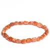 Pulsera de Piedra Solar Natural de Cristal Mingdu Forma Irregular Rodaja de Mica Naranja Amarilla Pulsera de Cuentas Barril de Piedra Lunar Naranja Venta al por Mayor