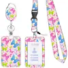 Lanyard floral de poliéster para transferencia térmica mariposa aleación de zinc hebilla de liberación fácil impresión fácil portatarjeta de identificación