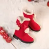 Botas de nieve para niñas con forro de felpa y diseño engrosado, zapatos de princesa de moda para niñas, de suela suave, impermeables y antideslizantes, para niños
