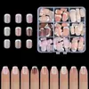 Manicure Francesa Exclusivo Transfronteiriço Cor Mista Pontas de Unha Francesa Adesivos de Unha Usáveis Francesa Versátil Atacado Cor Nude Novo Estilo