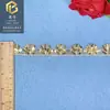 Renda com Lantejoulas e Fio Dourado Acabamento Solúvel em Água 2cm Acessórios de Vestuário Acessórios Étnicos Dai Feito à Mão DIY Atacado Cor Dourada
