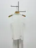 Diseño único versátil cuello alto apilado sin hombros ajuste ceñido camiseta sin mangas en negro/naranja/gris jaspeado/blanco
