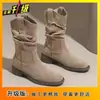 Botas de Media Caña con Sentido de Diseño Estilo Retro para Mujer 2026 Otoño/Invierno Nueva Llegada Bestseller de Nicho Botín Grueso Botas de Combate de Moda para Mujer