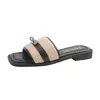 Sandalias tejidas con hebilla metálica y punta cuadrada para mujer 2026 Nuevo estilo de verano Estilo vacacional Sandalias sin cordones de tacón bajo Sandalias perezosas